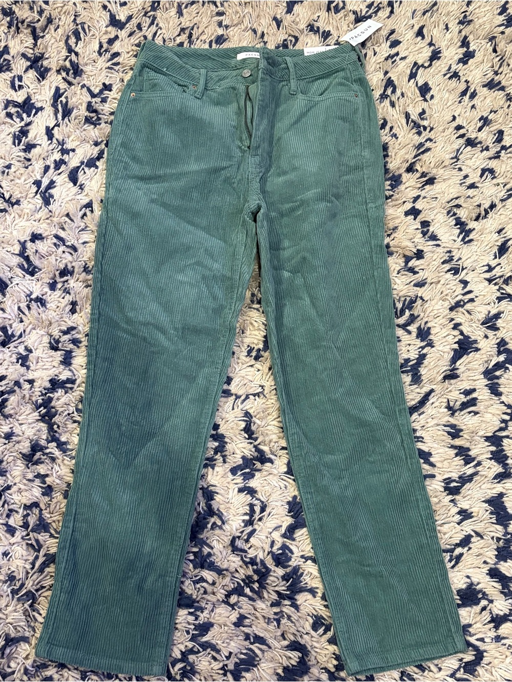 NWT Pacsun Women's mom Jean Green Corduroy Straight-Leg Pants size 27